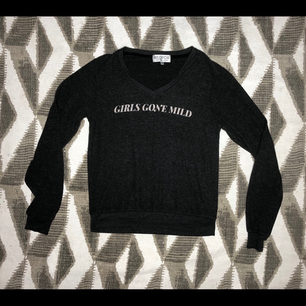 Wildfox V-Neck “Girls Gone Mild” Sweater Medium